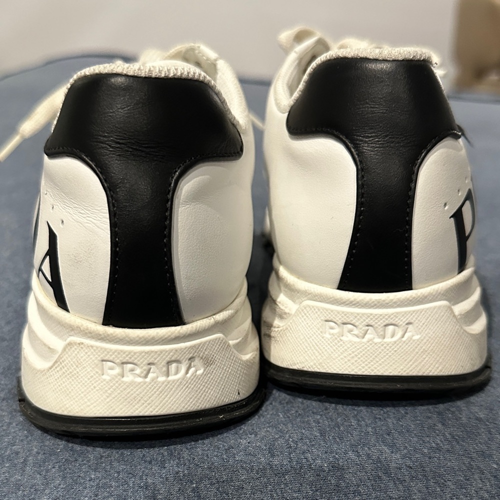 Prada Women's White and Black Sneakers - Picture 7 of 9